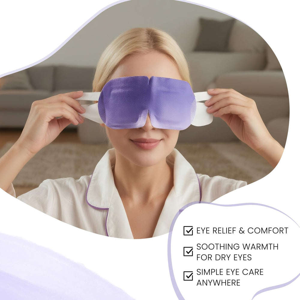 WarmSpark masque yeux auto-chauffant lavande en vol, confort pendant le trajet.