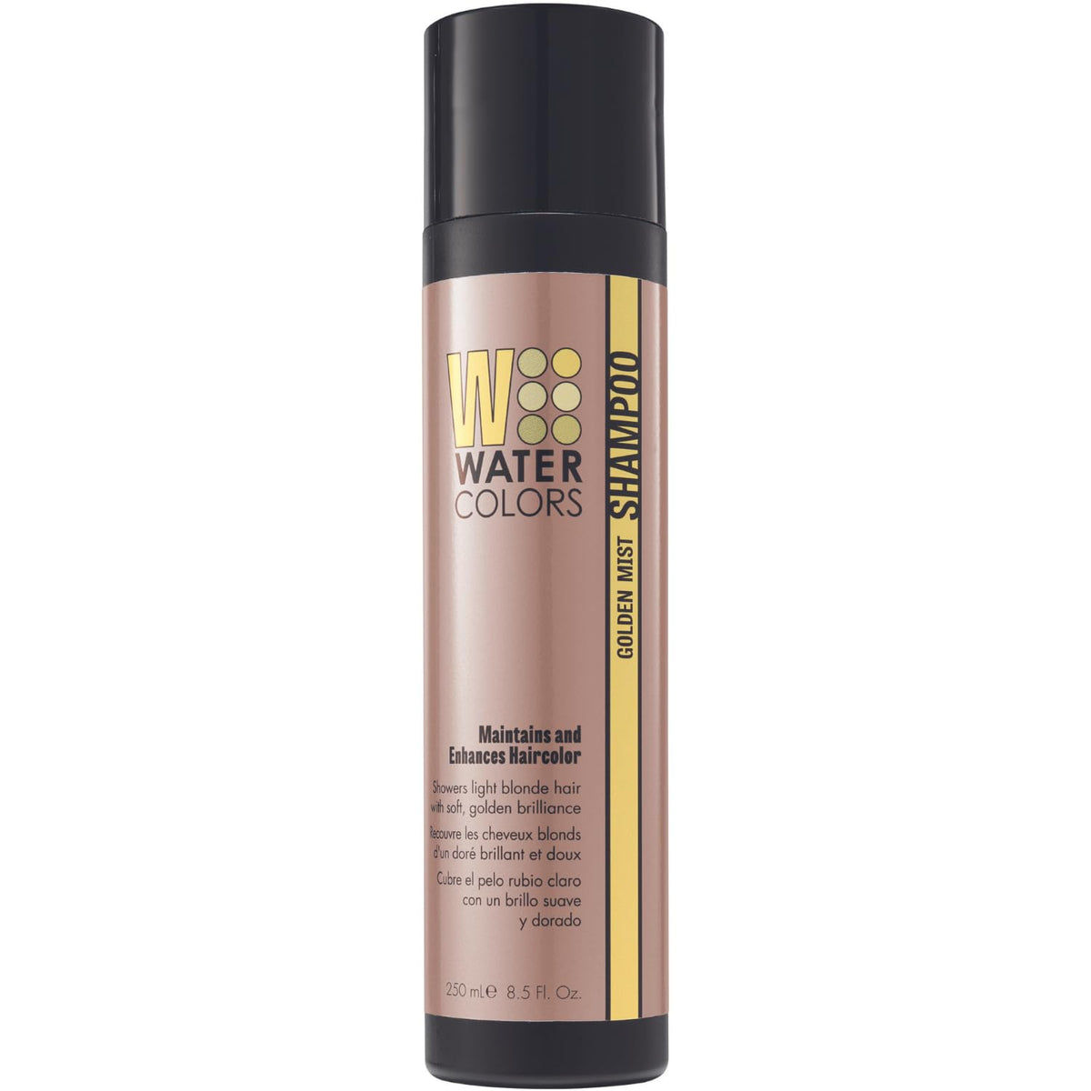 Watercolors Color Dépôt Shampooing montre la bouteille Golden Mist avec dépôt couleur vivant