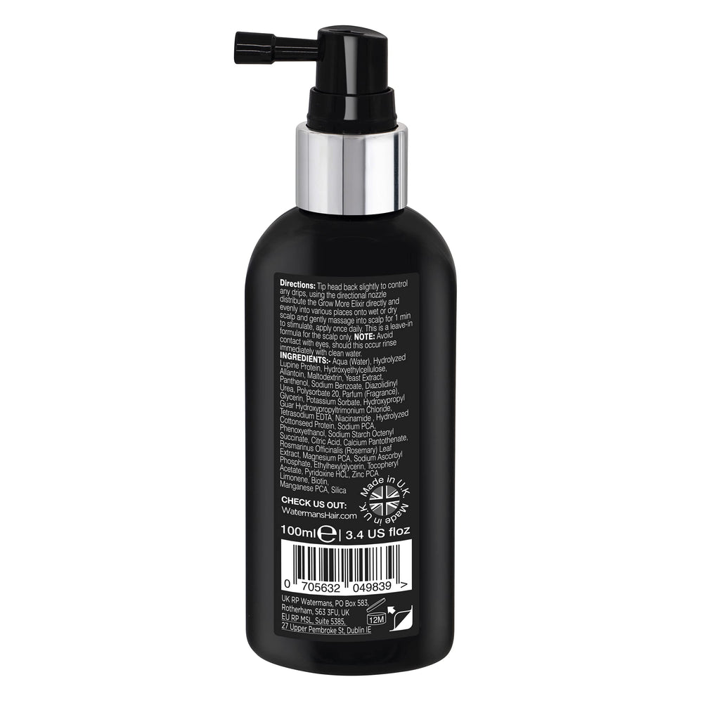 Watermans Grow More Serum – application simple pour stimuler les follicules et nourrir le cuir chevelu.