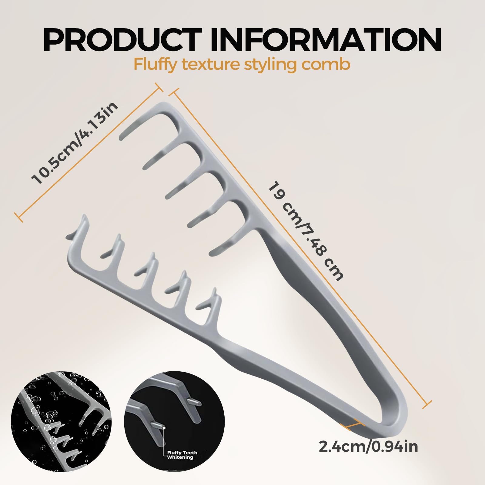 WAUSTOMAY Peigne Texturisant – dents larges pour démêlage en douceur.