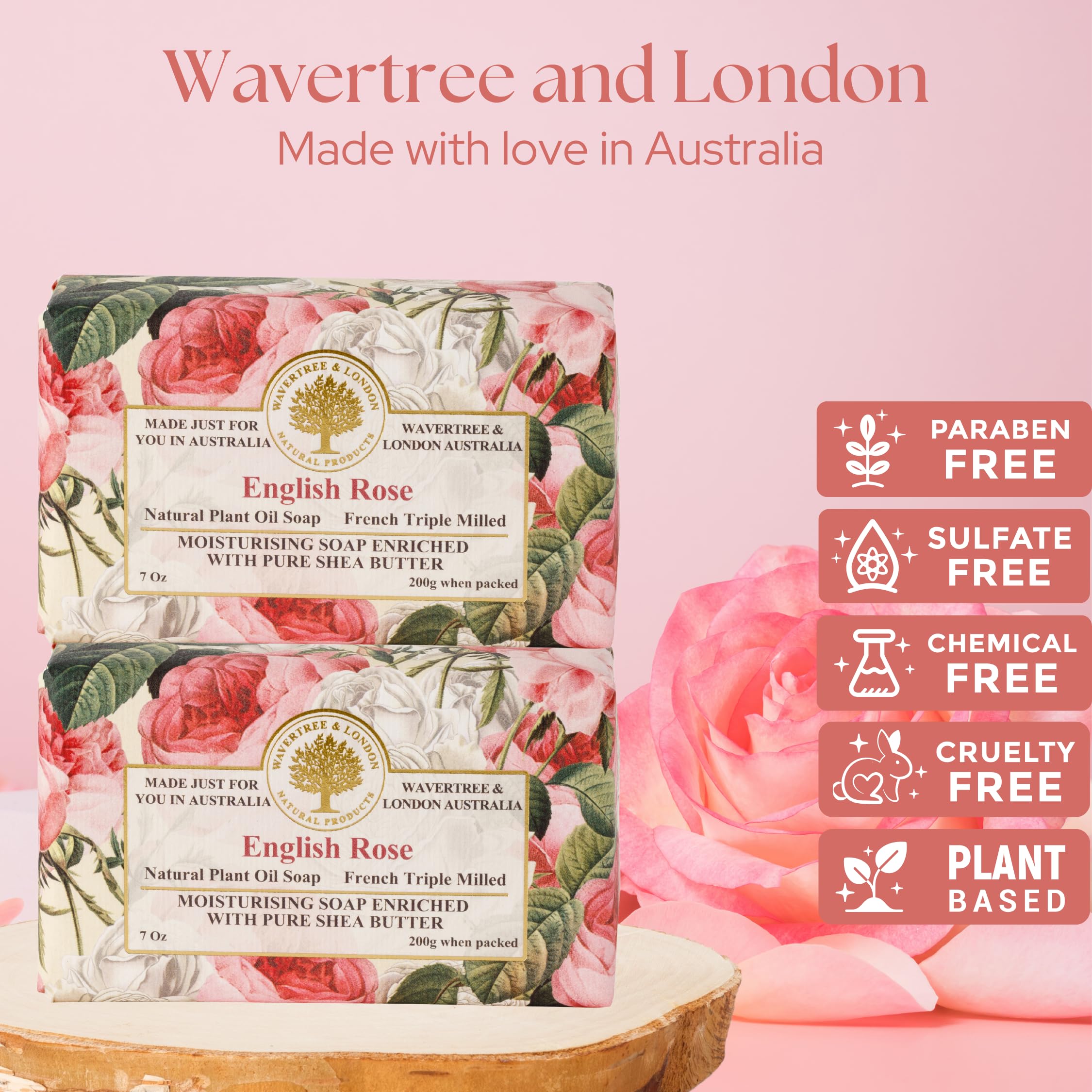 Barre savon Rose crèmeuse Wavertree & London pour peau douce