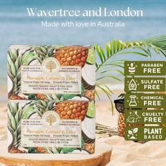 Savon triple moulé Wavertree & London, texture crèmeuse enrichie au karité.