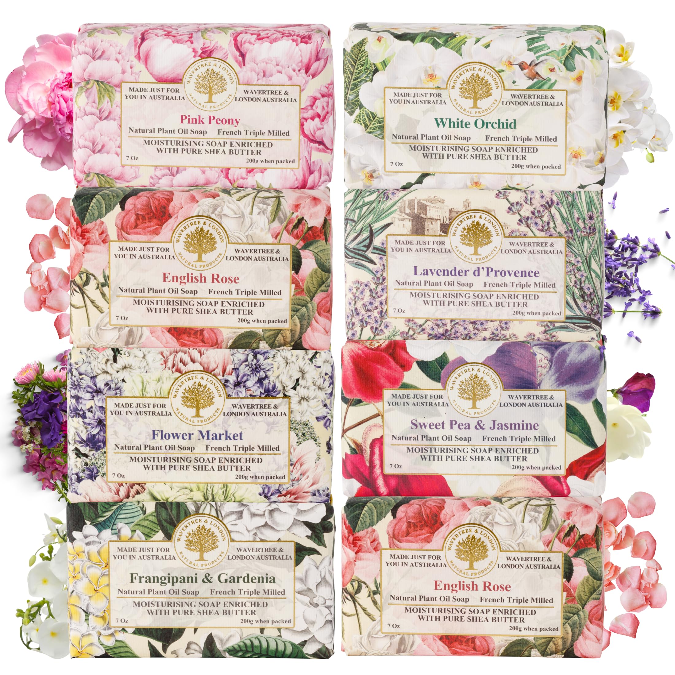 Savons solides Wavertree & London Floraux Assortis dans un coffret élégant.