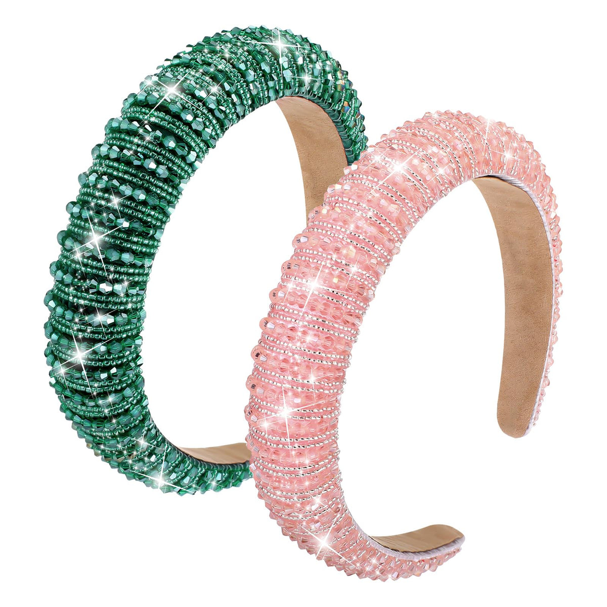 Wavyknot serre-tête strass rose, parfait pour compléter une tenue festive.
