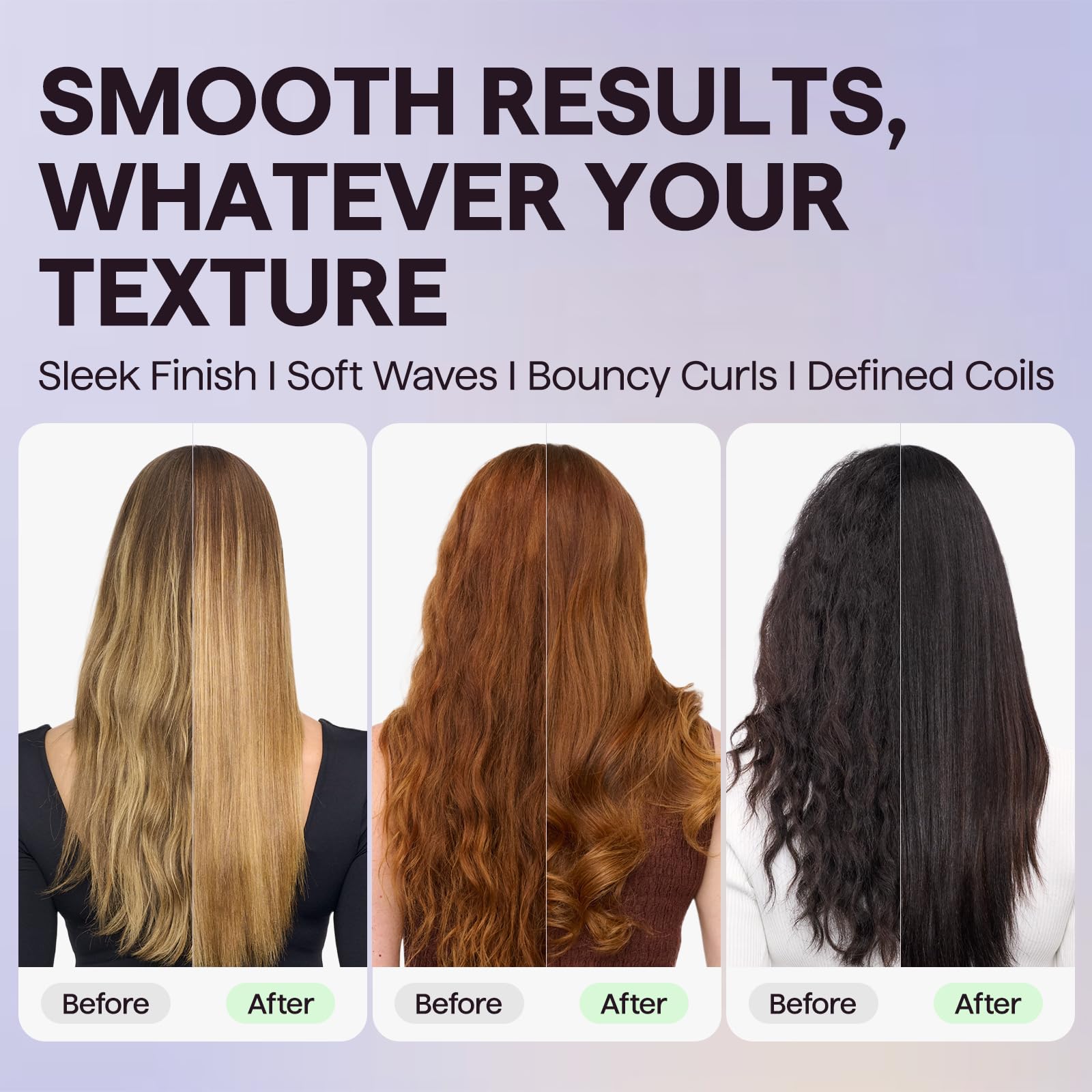 Wavytalk frizz control helps maintain polished looks from morning to night.