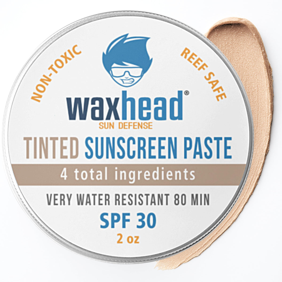 Waxhead écran solaire teinté en zinc, boîte 2 oz, couverture du visage.