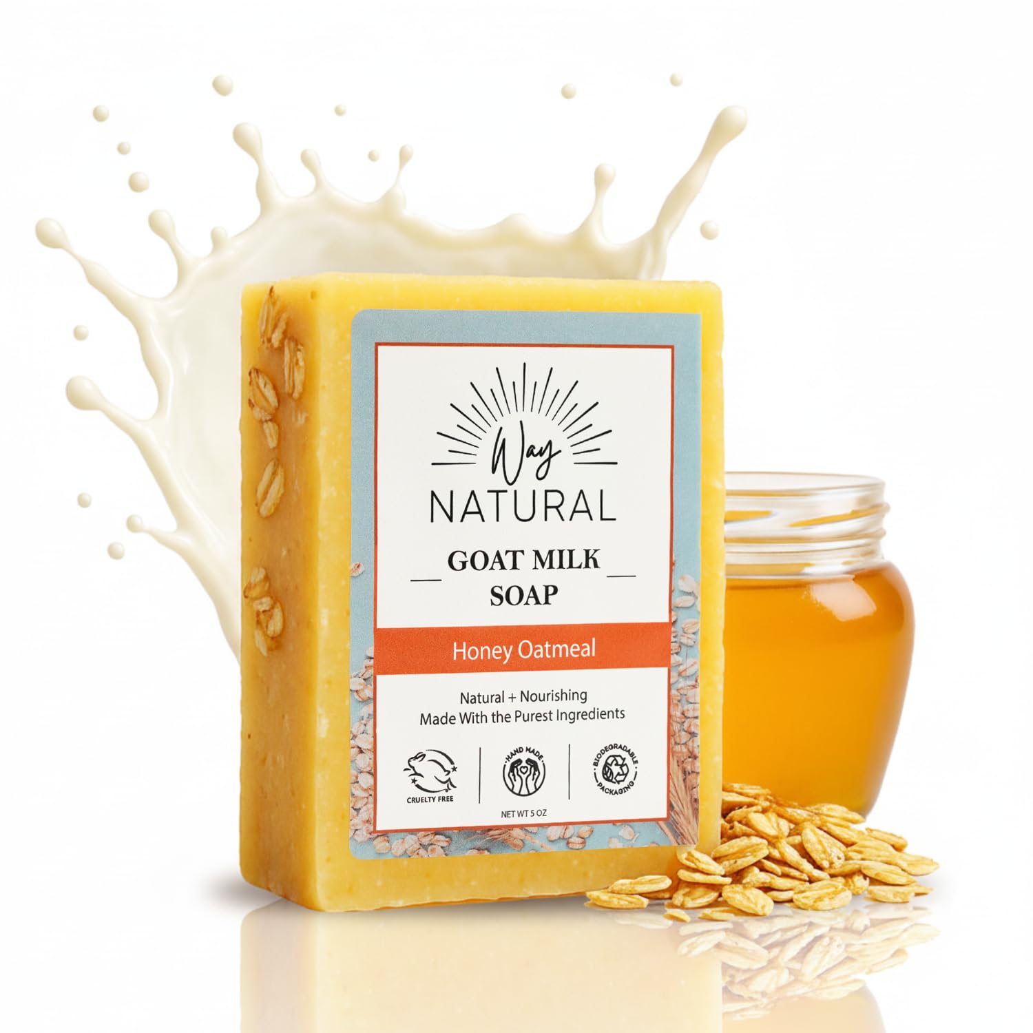 Way Natural savon miel avoine – hydratation douce pour peau sèche.