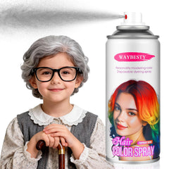 Waybesty spray couleur gris argenté: bouteille prête pour une transformation rapide lors d'une fête