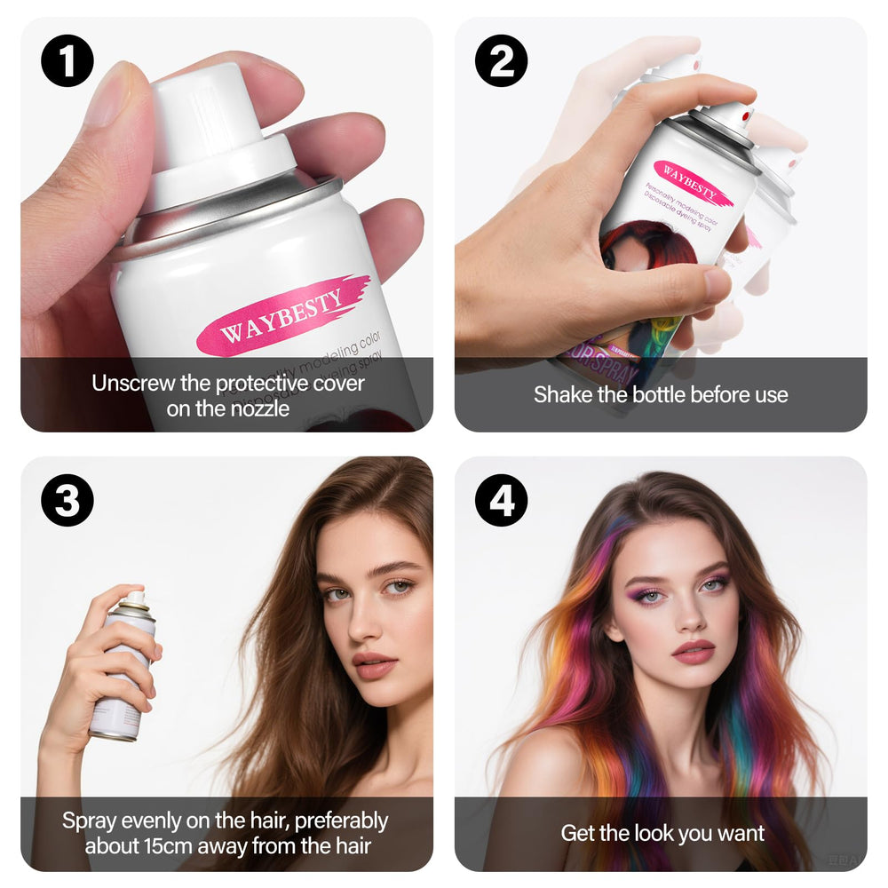 Waybesty spray couleur gris argenté: formule sans résidu et douce pour tous les types de cheveux
