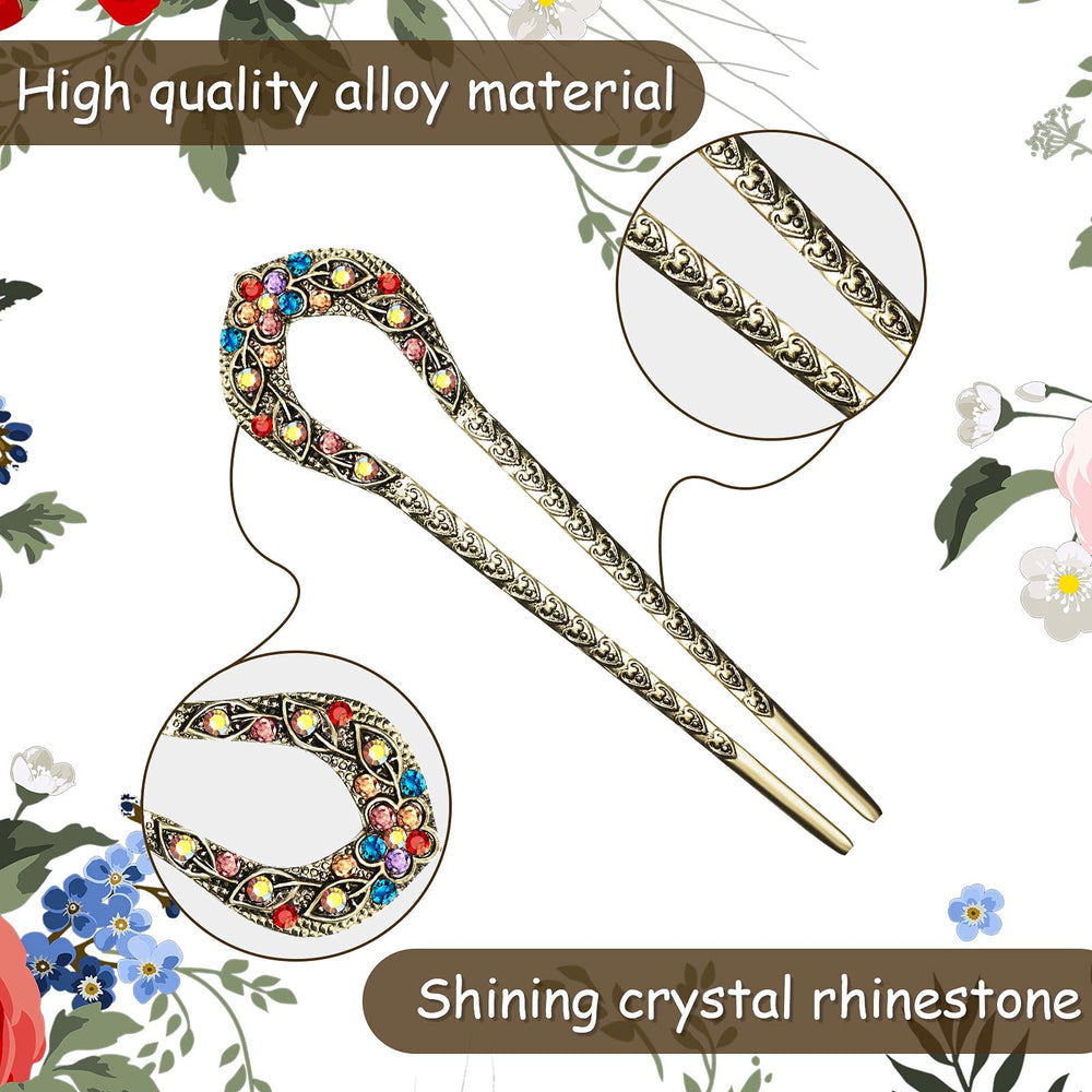 Waydress pince-chignon vintage cristal brun, élégant complément à une coiffure classique.