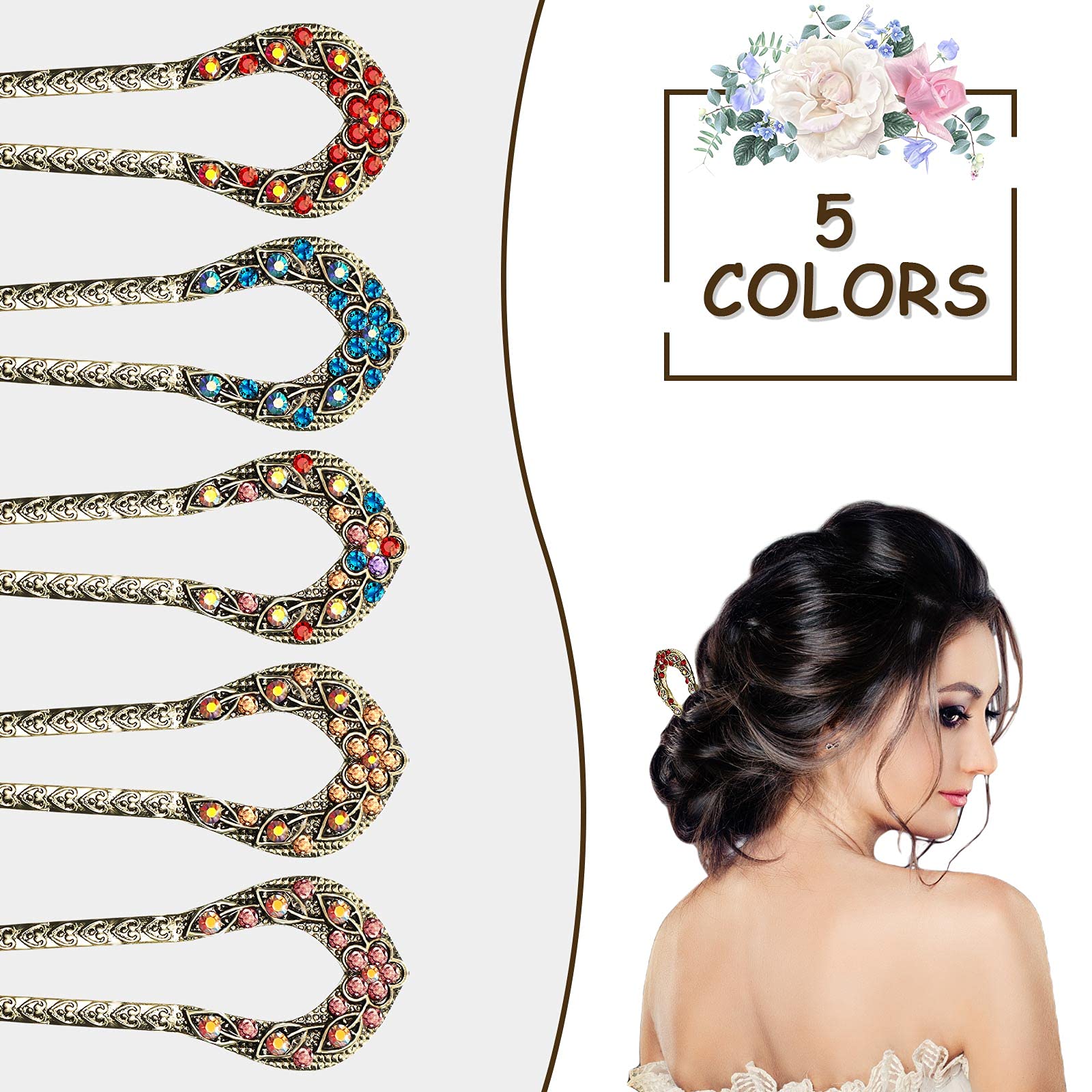 Waydress pince-chignon vintage cristal multicolore, offre variété de couleurs pour styles variés.
