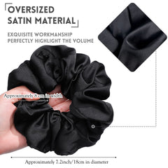 Waydress scrunchies satin noir avec élasticité élevée pour un maintien durable.