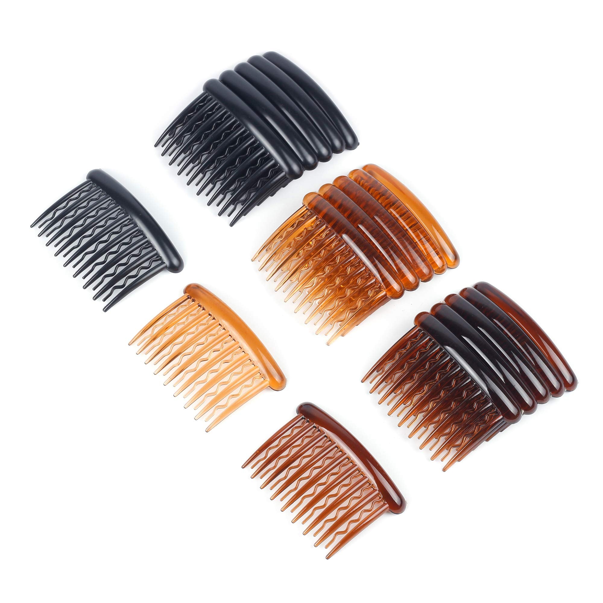 WBCBEC peigne latéral en plastique tortue noir, maintien fiable pour cheveux fins.