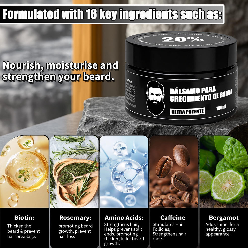 Wdvpue baume stimulant pour barbe — hydratation ciblée pour la peau sous la barbe