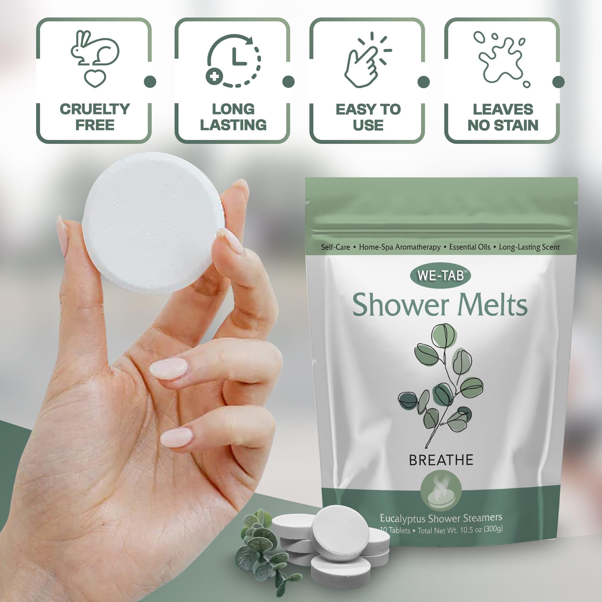 We-Tab douche à dissolution lente offrant une fragrance persistante.