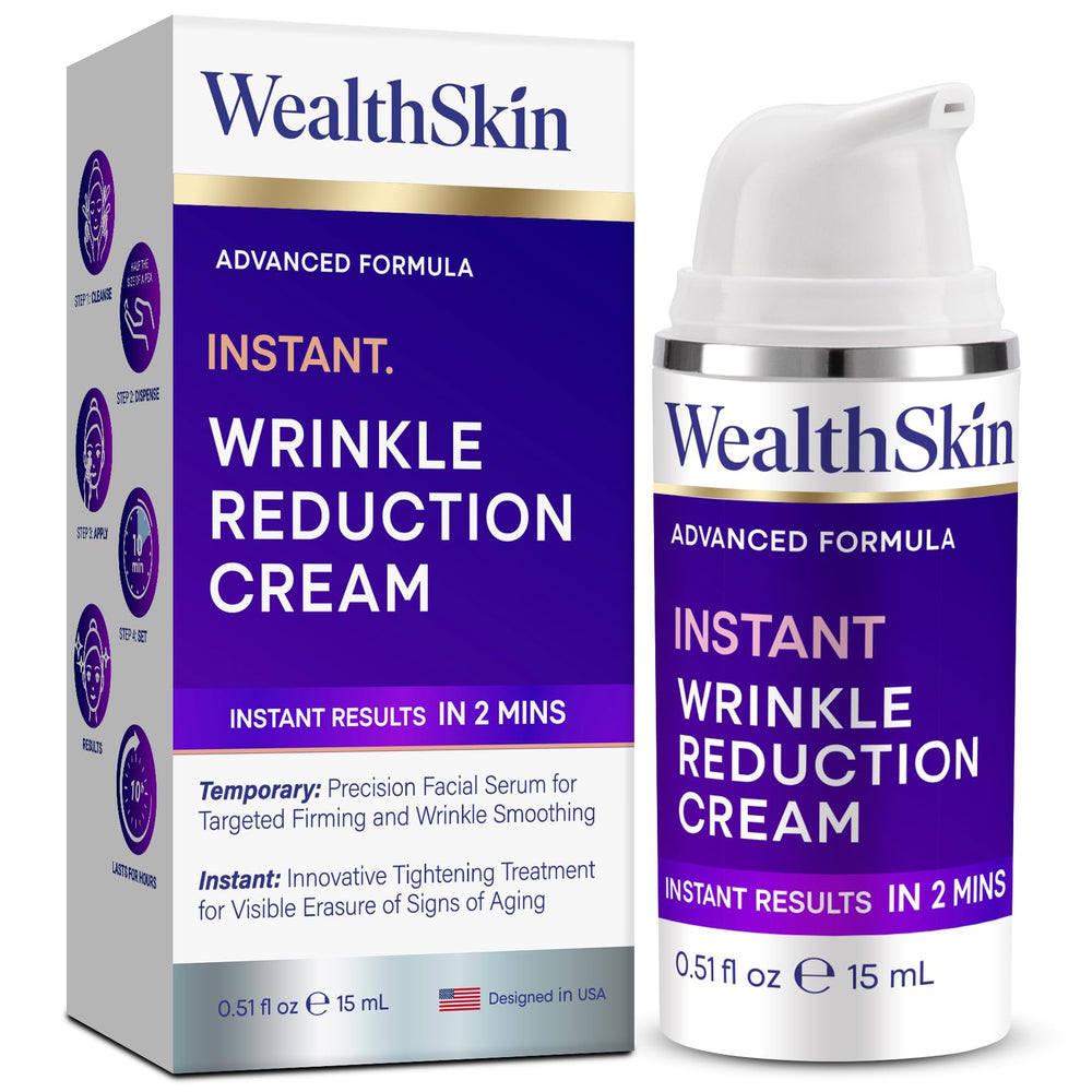 Wealthskin Crème Yeux Instantanée — bouteille montrant la texture légère prête à l'application.