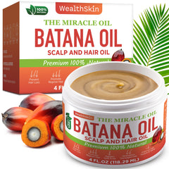 Wealthskin Huile Batana – bouteille 118 ml, soin capillaire naturel.