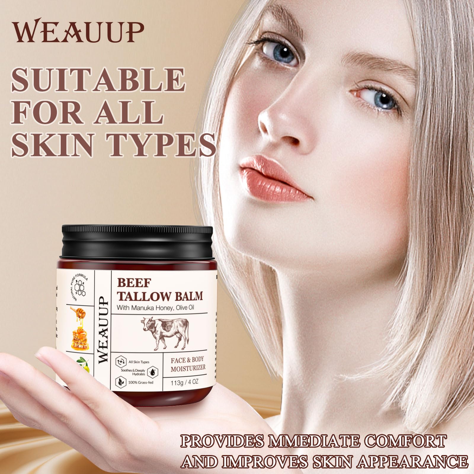 WEAUUP baume gras boeuf soin hivernal pour irritations et tiraillements.