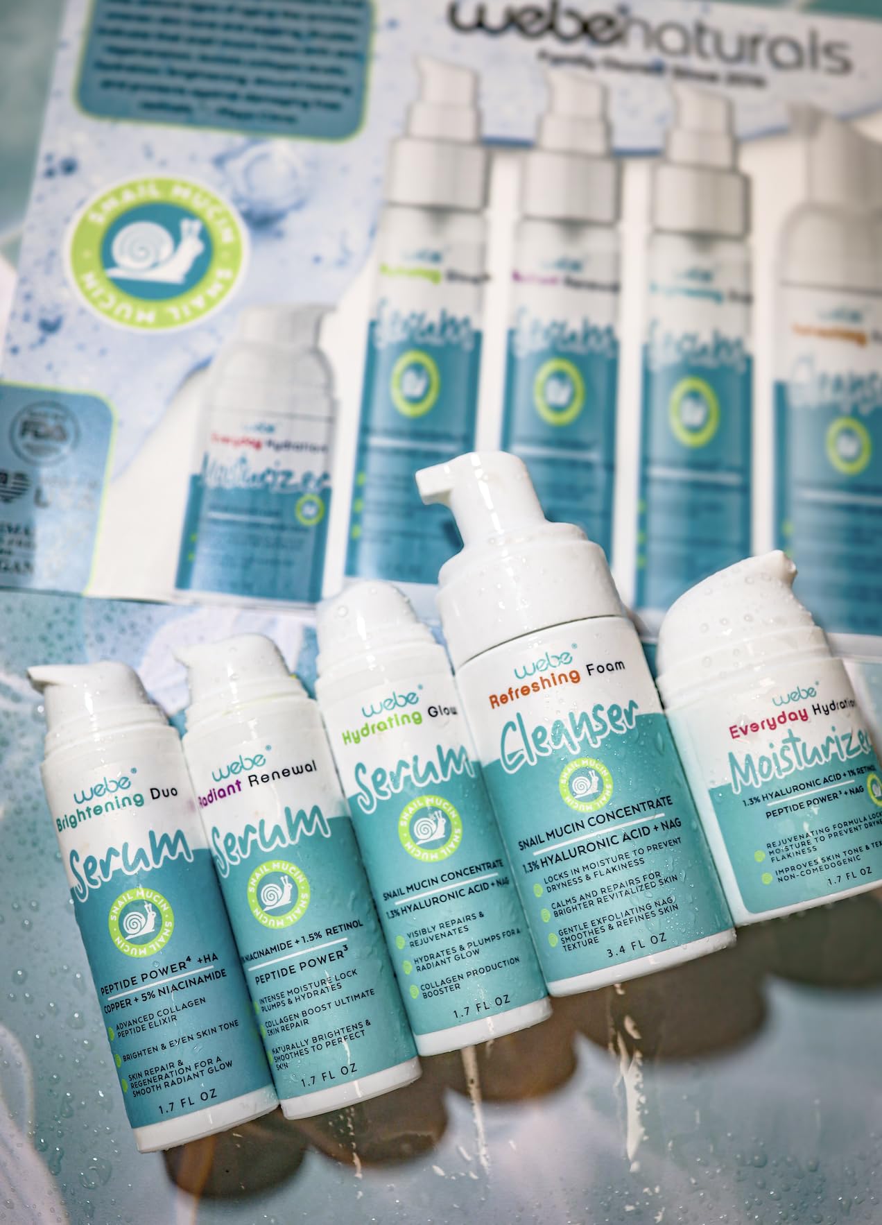 WEBE Sérum Éclat Mucin Escargot emballage soigné et recyclage responsable.