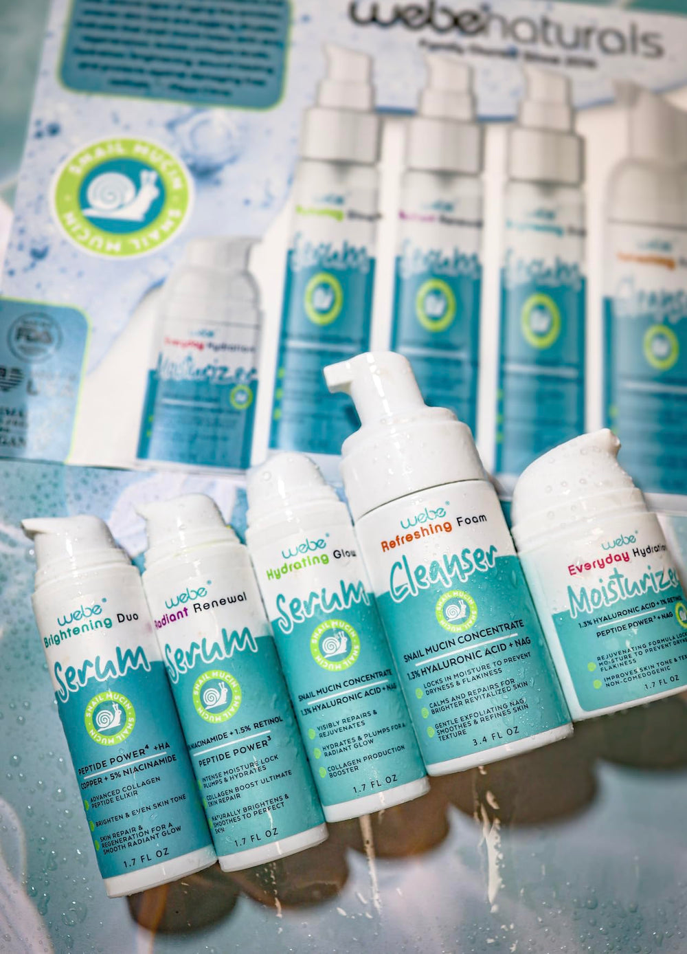 WEBE Sérum Éclat Mucin Escargot emballage soigné et recyclage responsable.