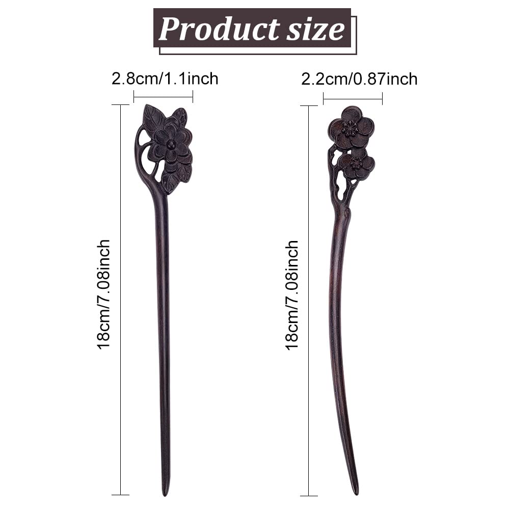 WEBEEDY fourchette à cheveux bois gravée prune pour fixation sûre