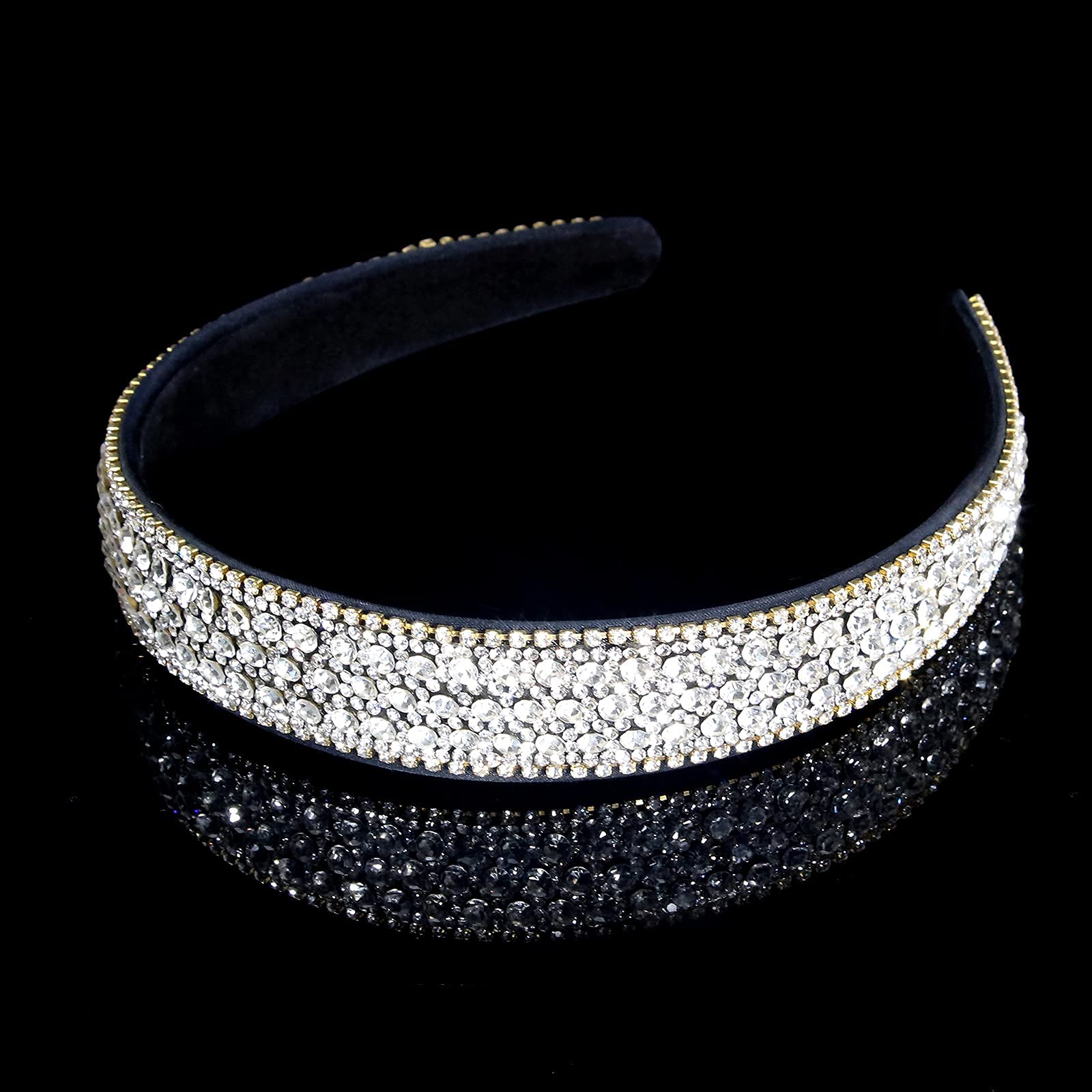Bandeau Wecoe argenté avec cristaux brillants pour un look chic au quotidien.