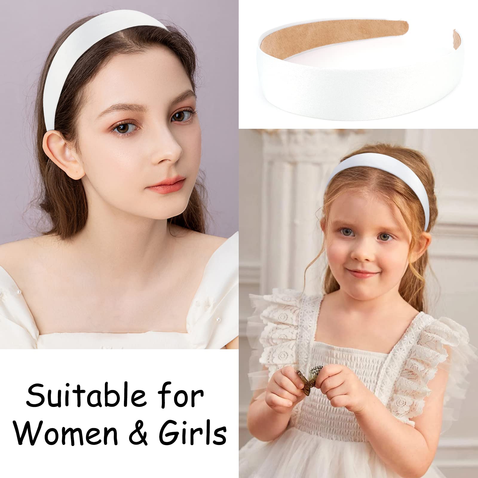 Bandeau WeCoe blanc satin avec bords recouverts pour éviter irritations cutanées.