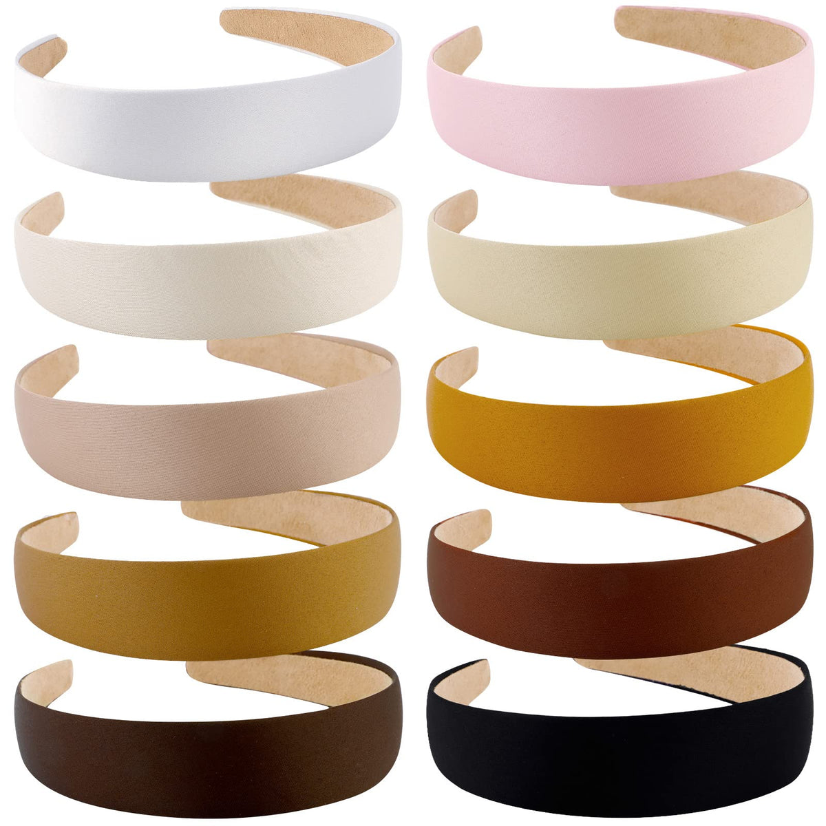 Bandeau satin Wecoe neutre – lot de 10 pour un style polyvalent et confortable.