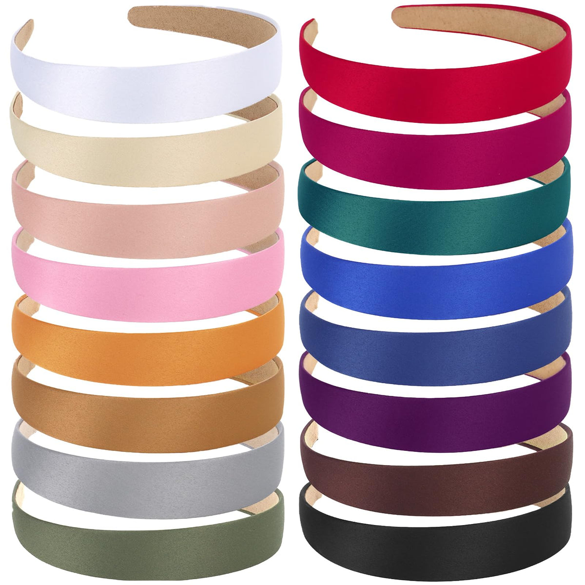 Bandeaux satin Wecoe 1 pouce multicolores, parfait pour accessoiriser une tenue quotidienne.