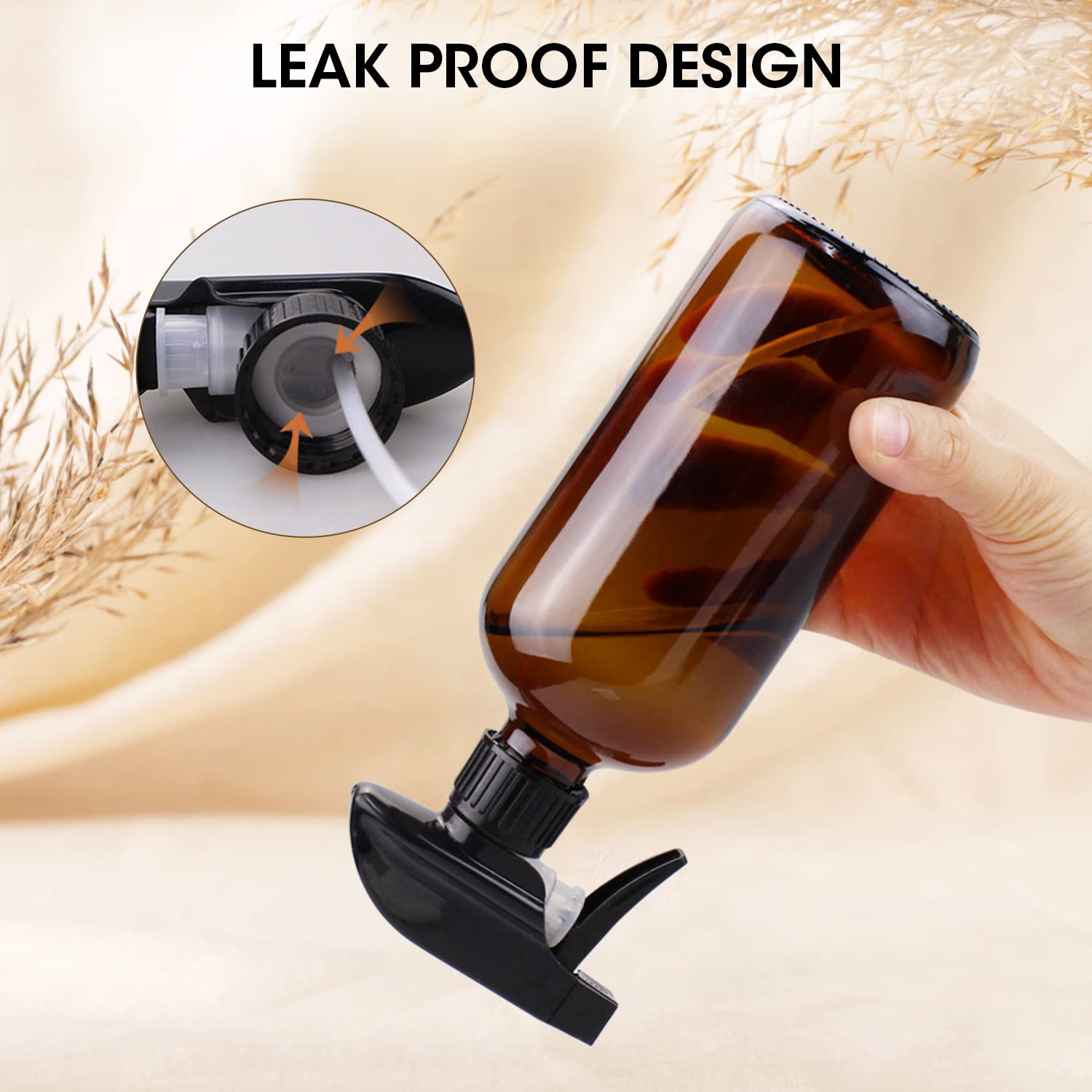Wedama spray verre ambre 480ml, grande capacité pour usage quotidien.