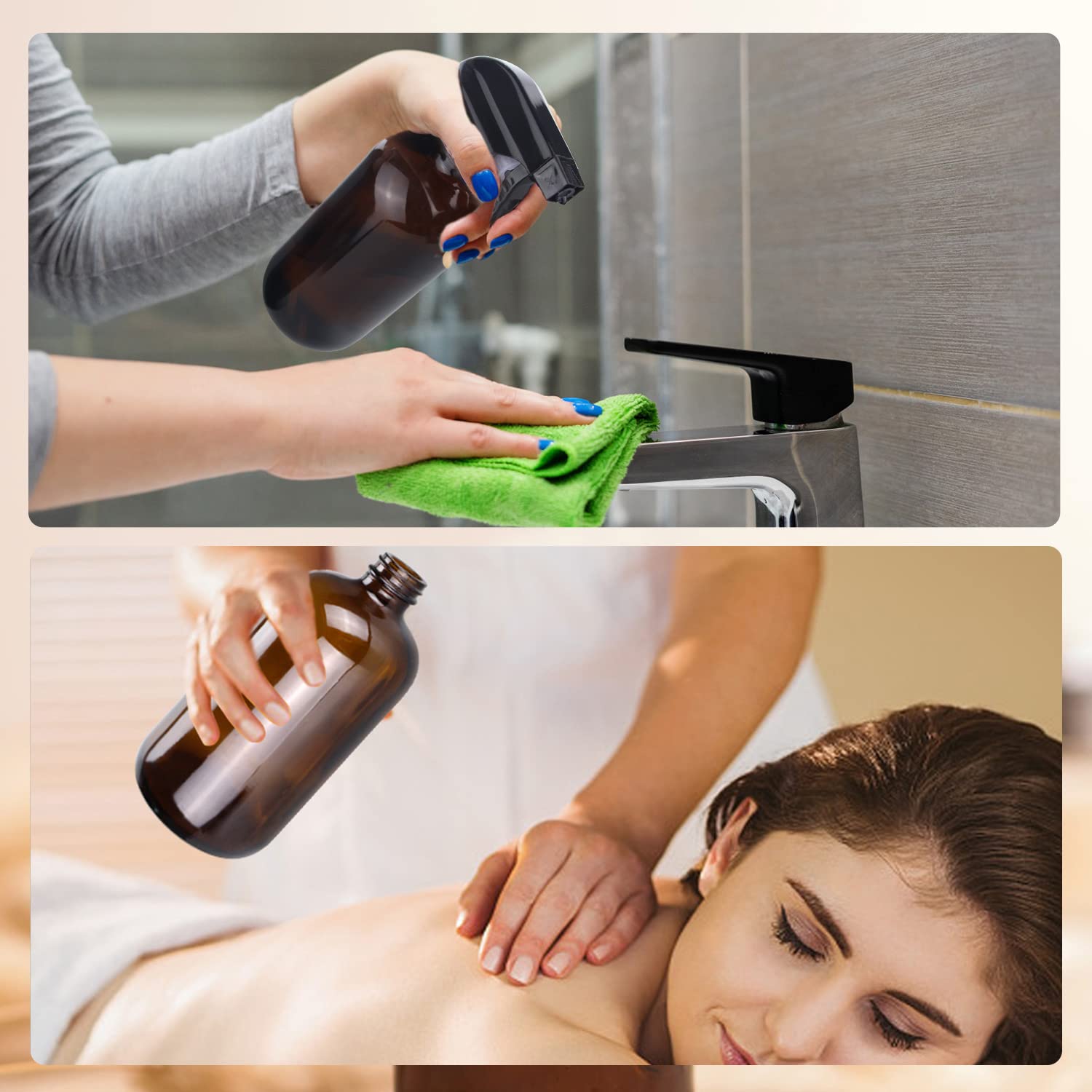 Wedama bouteille spray verre ambre anti fuite, utilisation sûre.