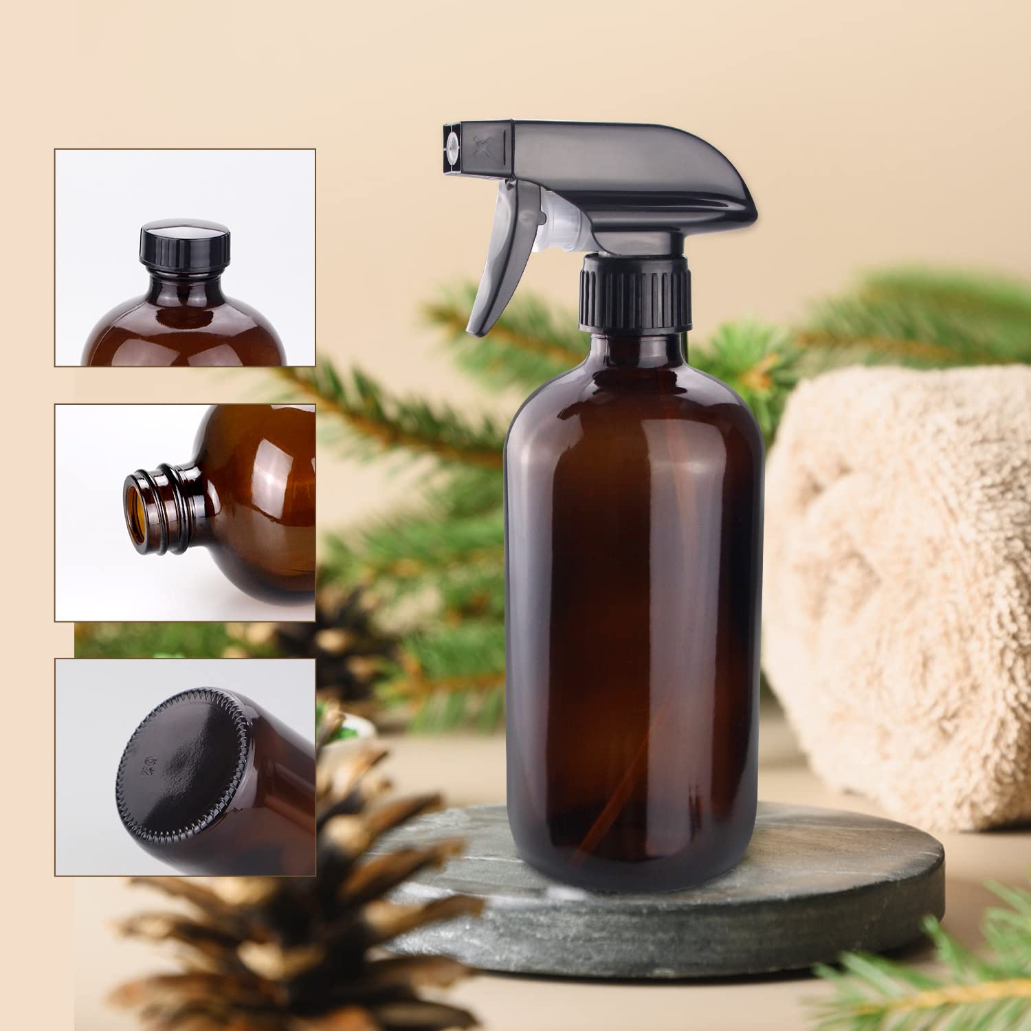 Wedama spray verre ambre pour huiles essentielles et soins capillaires.