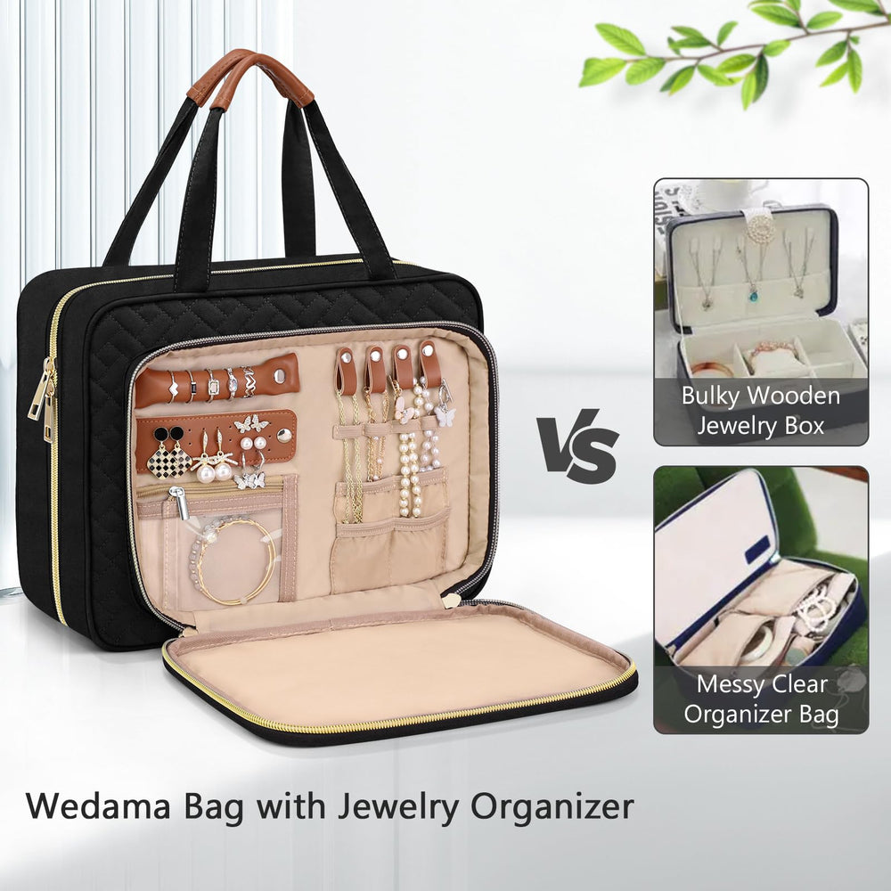 Wedama intérieur à quatre compartiments, rangement séparé pour produits et accessoires.