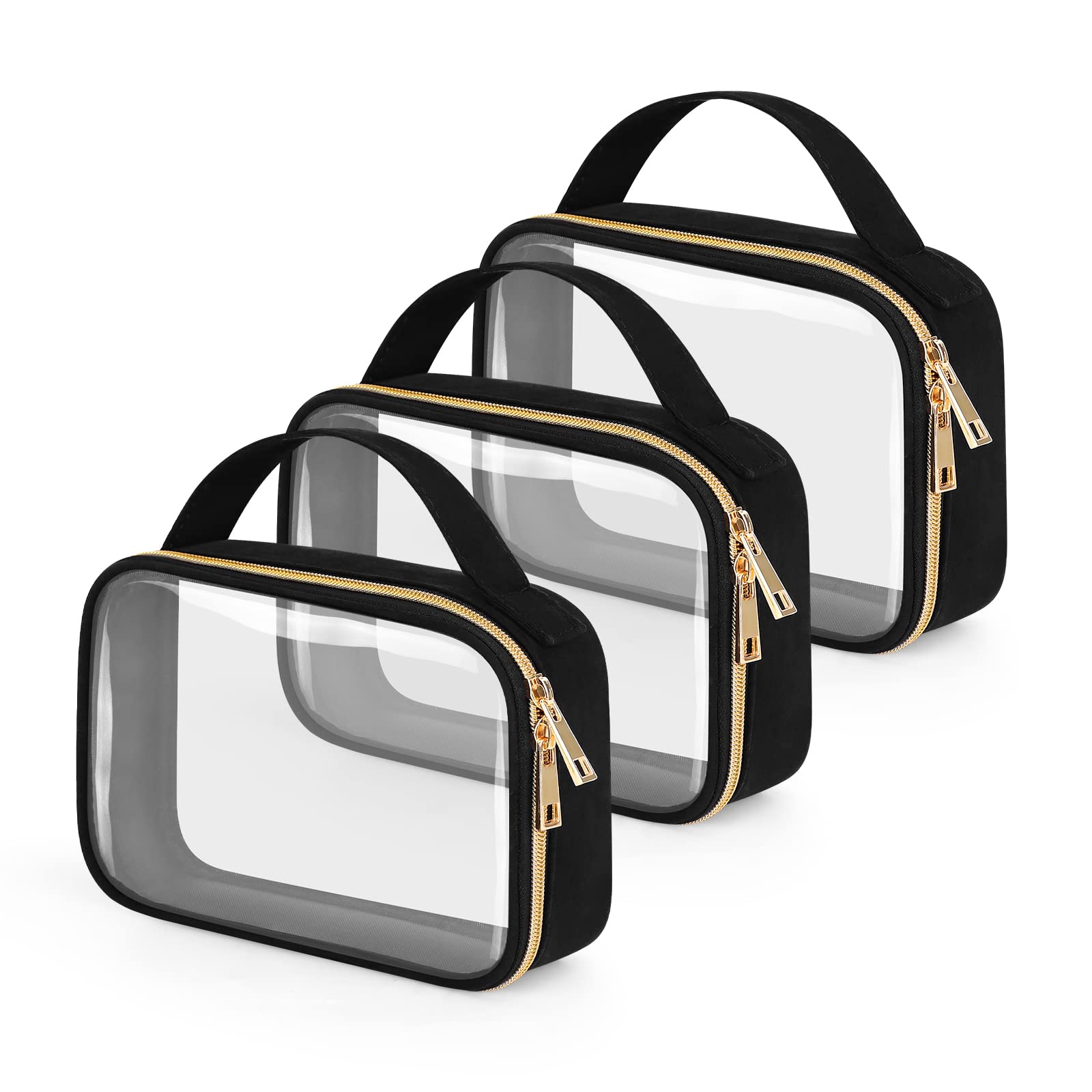 Wedama trousse de toilette approuvée TSA, lot de 3, ensemble compact et transparent.