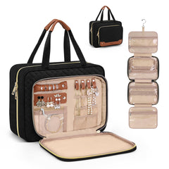 Wedama trousse toilette femme avec rangement bijoux, idéale pour voyage organisé et rangement sûr.