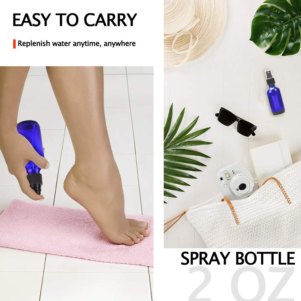 Wedama vaporisateur en verre 2 oz bleu, idéal pour sprays cosmétiques maison.