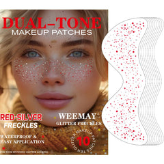 WEEMAY taches de rousseur avec paillettes rouge et argent sur le visage, look festif