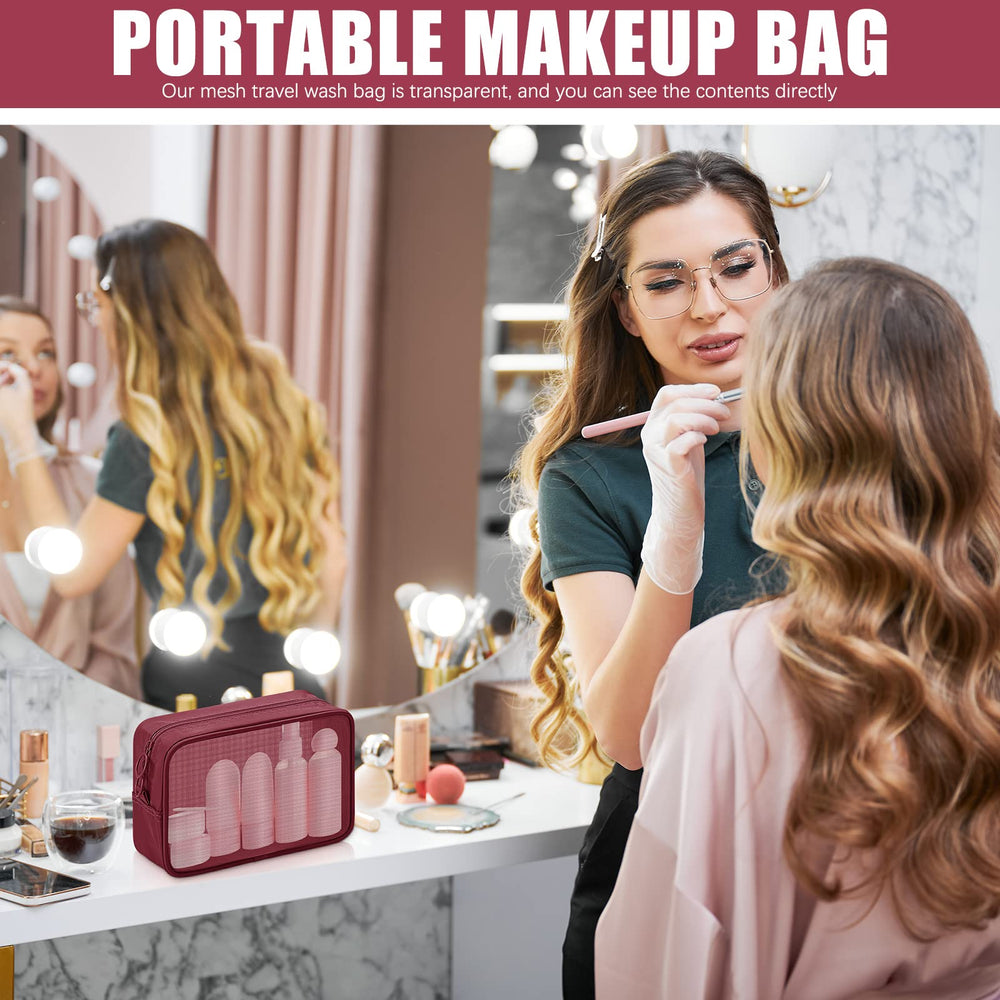 Weewooday ensemble-quatre-poche-filet-maquillage parfait pour voyage et organisation.