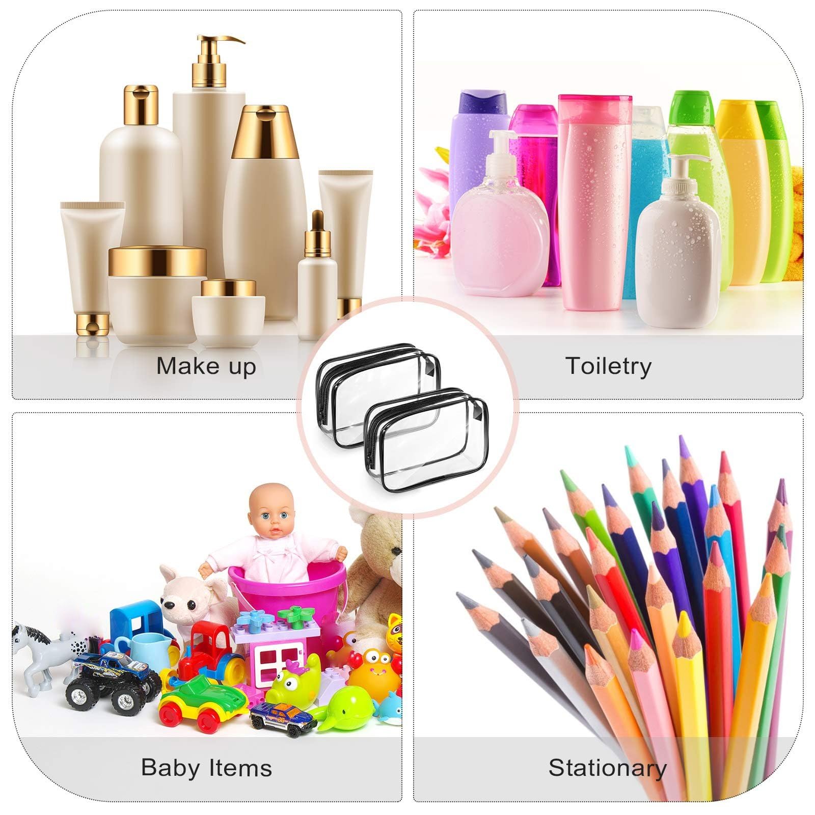 Kit de voyage transparent Weewooday, parfait pour toilette et accessoires.