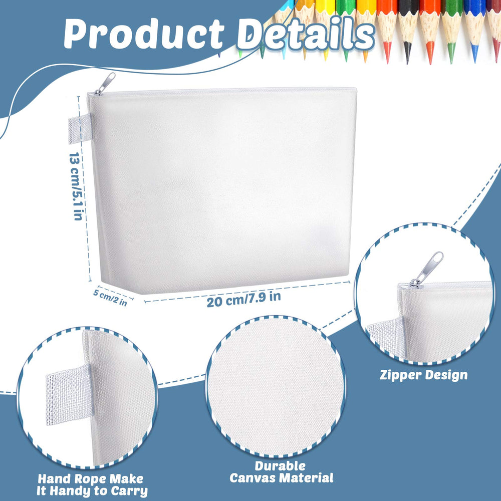 Weewooday pochette zippée sublimation en toile blanche, surface personnalisable