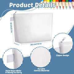 Weewooday pochette zippée sublimation en toile blanche, surface personnalisable