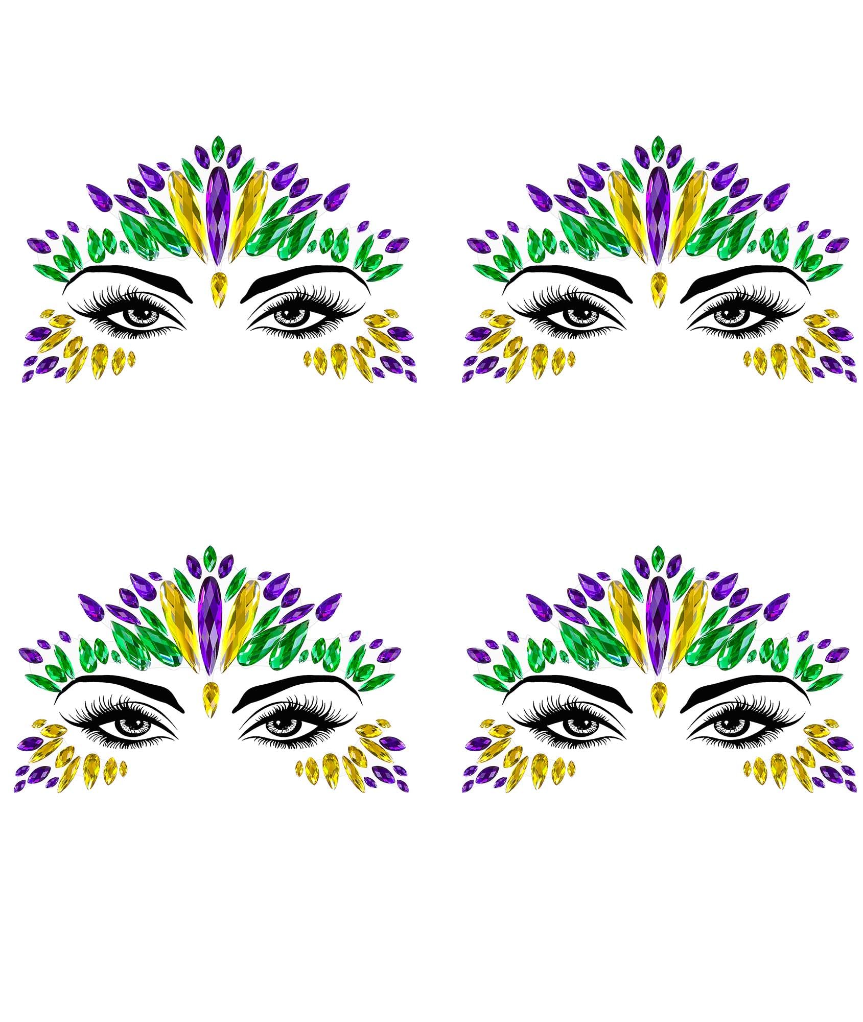 Wehhbtye autocollants bijoux yeux Mardi Gras ensemble: éclat éphémère pour maquillage festif.