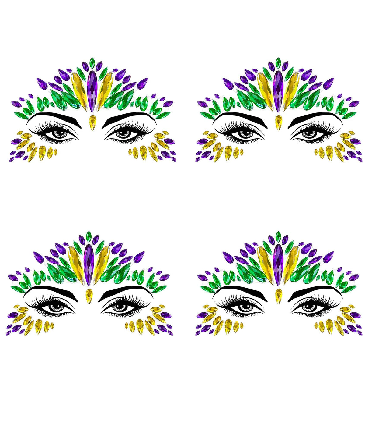 Wehhbtye autocollants bijoux yeux Mardi Gras ensemble: éclat éphémère pour maquillage festif.
