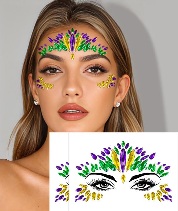 Wehhbtye strass yeux Mardi Gras, décor auto-adhésif pour un regard étincelant.