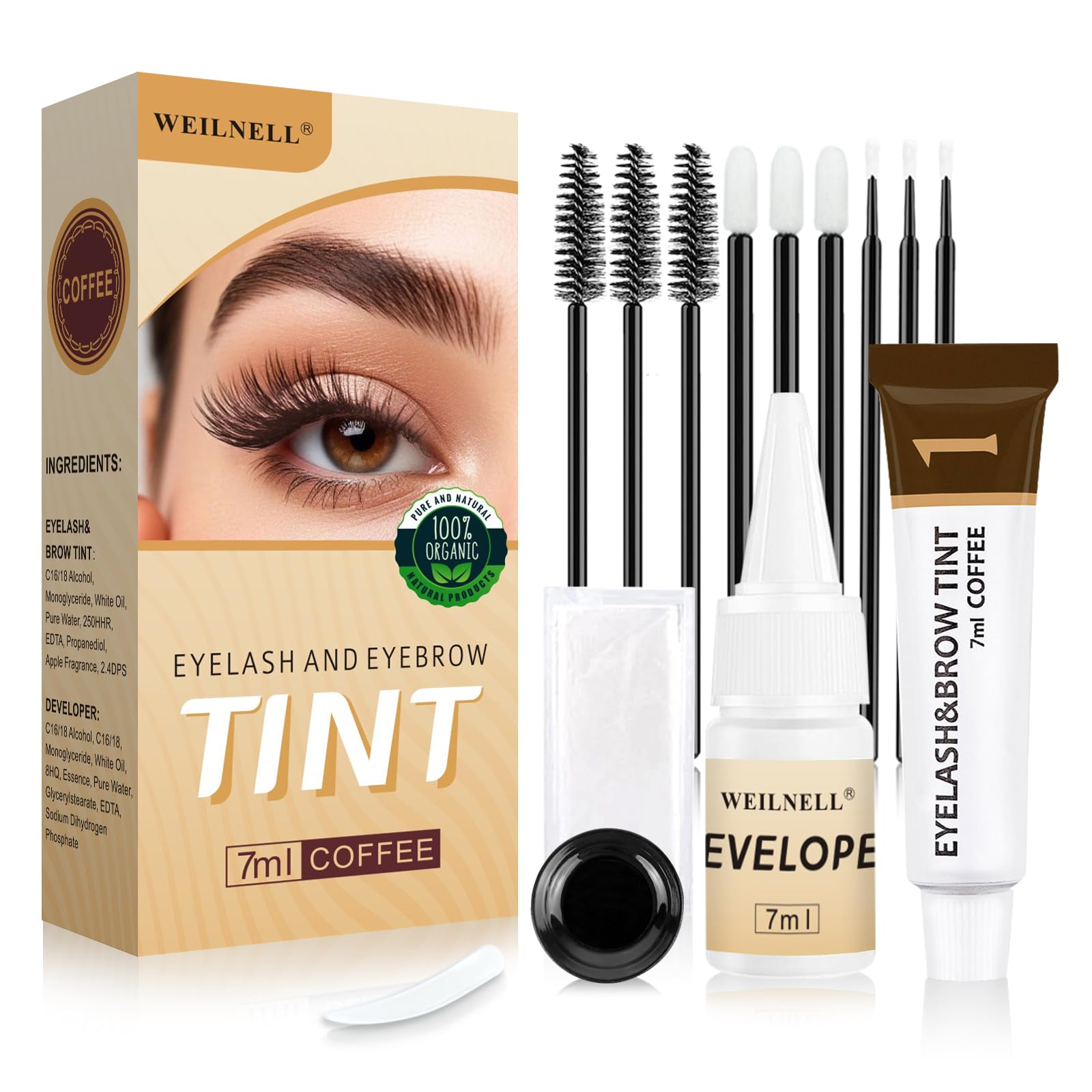 WEILNELL kit-coloration cils et sourcils 2 en 1 pour un rendu coordonné et naturel.