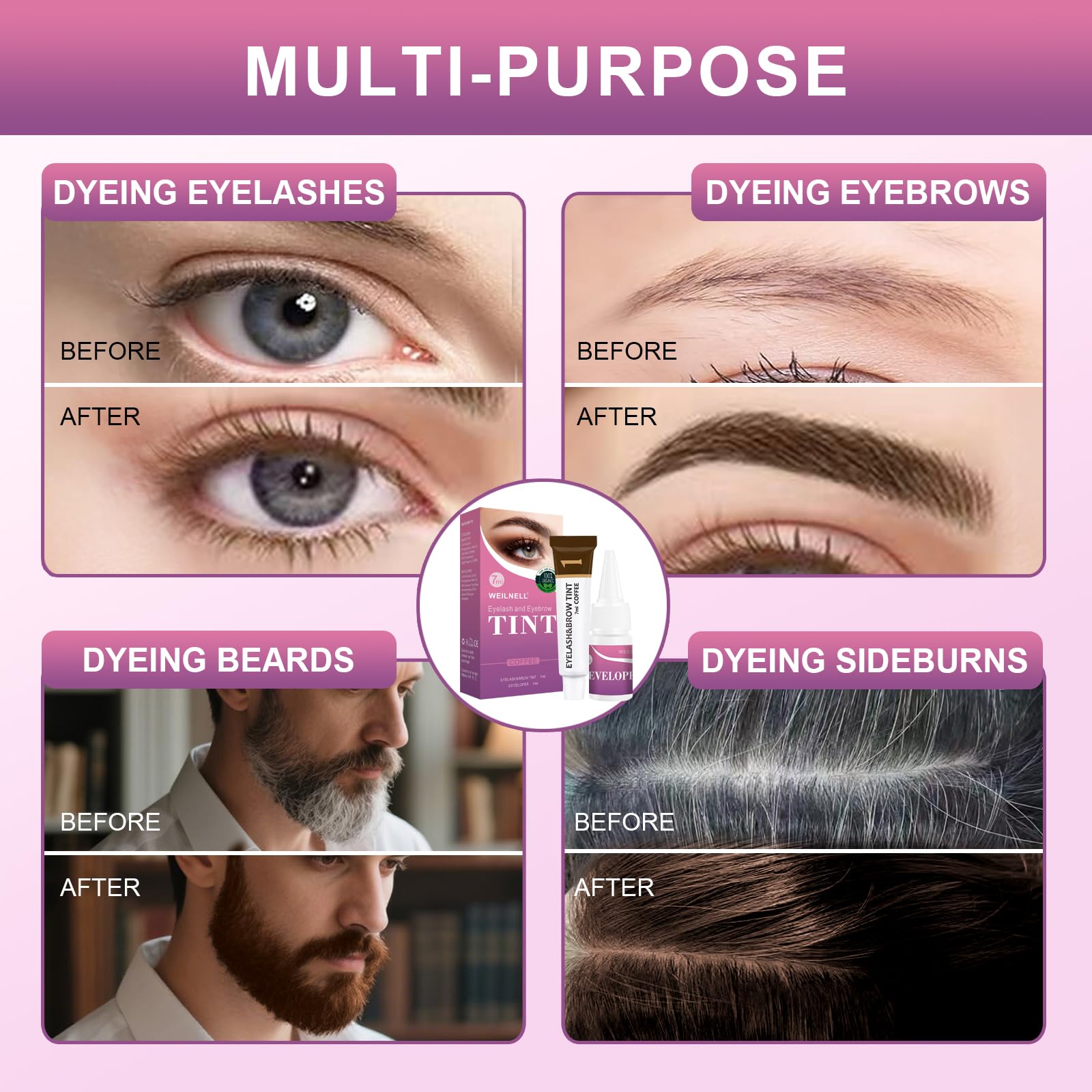 WEILNELL kit coloration cils et sourcils – applicateur précis pour une application facile