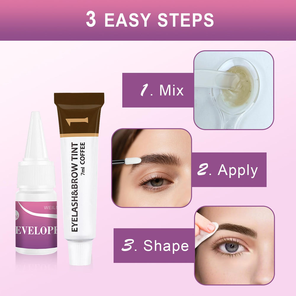 WEILNELL kit coloration cils et sourcils – brosse professionnelle intégrée pour finition soignée