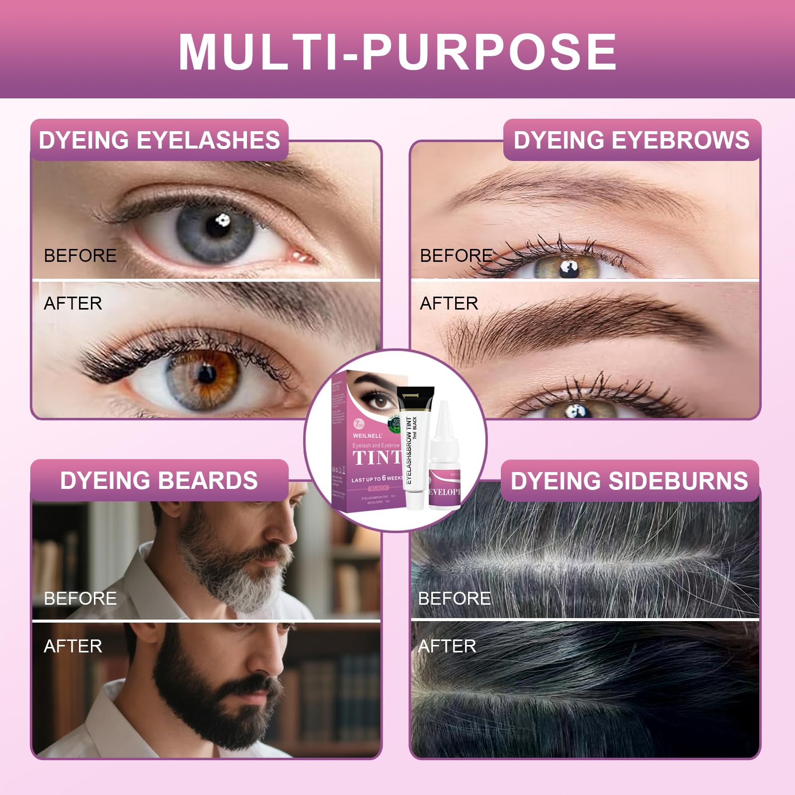 Outils WEILNELL pour coloration cils et sourcils, qualité professionnelle.