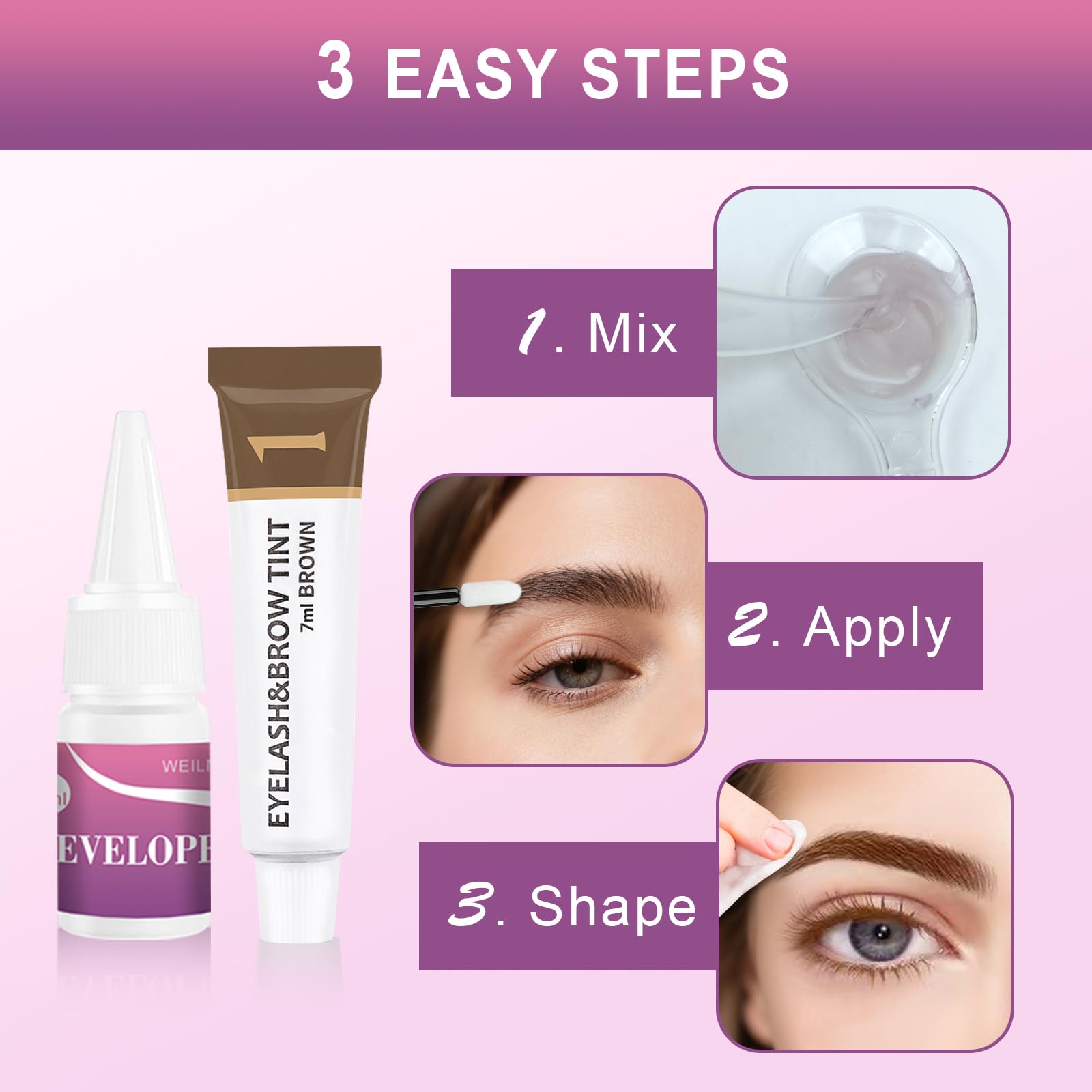 WEILNELL kit-teinte-cils-sourcils adapté aux débutants.