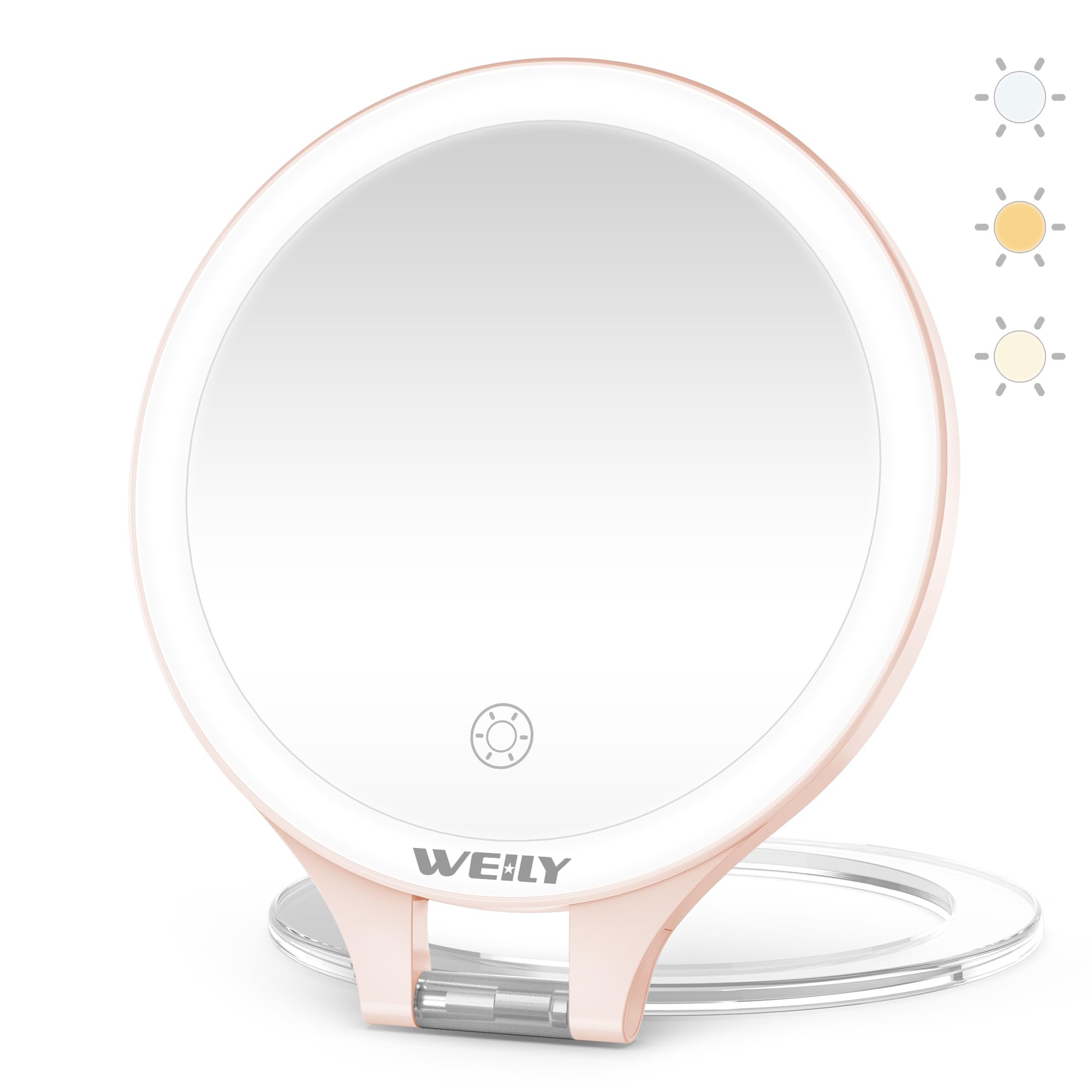 Miroir WEILY avec agrandissement 10x et 1x pour un maquillage précis.